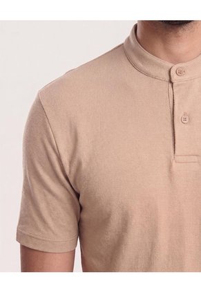 Polo Cuello Mao Regular Para Hombre Beige Ostu