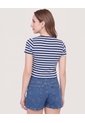 Camiseta Crop Básica  Para Mujer Azul Ostu de Ostu