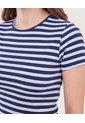 Camiseta Crop Básica  Para Mujer Azul Ostu de Ostu