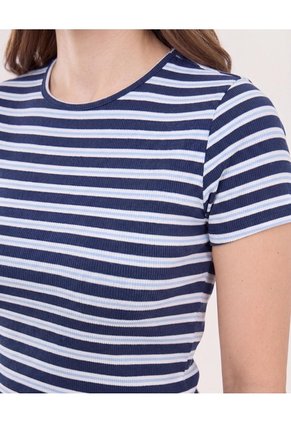 Camiseta Crop Básica Para Mujer Azul Ostu
