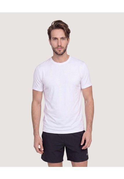 Camiseta Deportiva Lisa  Para Hombre Blanco Ostu