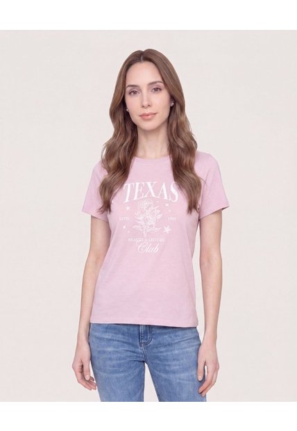 Camiseta Regular Estampada  Para Mujer Lila Ostu