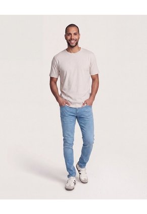 Jean Skinny Tono Claro Para Hombre Azul Ostu