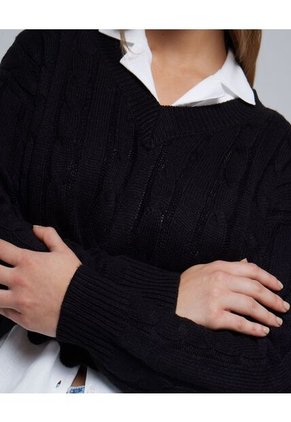 Saco Para Mujer Cuello V Color Negro Marca Ostu #40330086