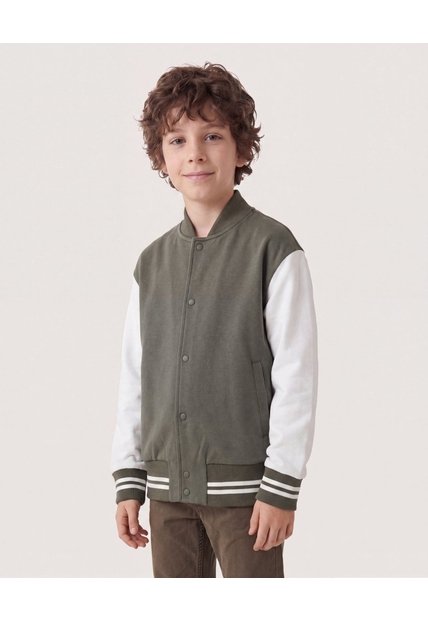 Chaqueta Bomber Bicolor  Infantil Niño Verde Ostu