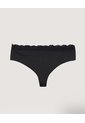 Panty Brasilera Con Encaje Delicado  Para Mujer Negro Ostu de Ostu