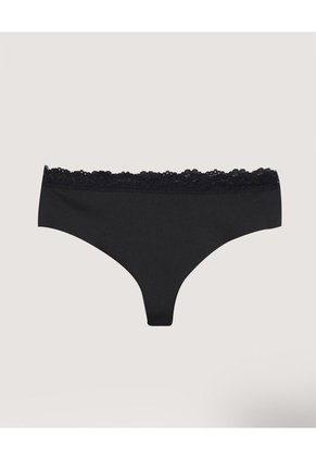 Panty Brasilera Con Encaje Delicado Para Mujer Negro Ostu