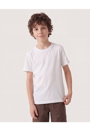 Camiseta Cuello Redondo Con Estampado Infantil Niño Crema Ostu