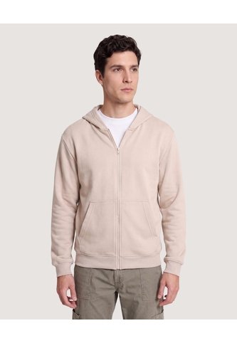 Buzo Zipper Unicolor  Para Hombre Beige Ostu Ostu