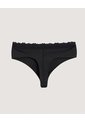 Panty Brasilera Con Encaje Delicado  Para Mujer Negro Ostu de Ostu