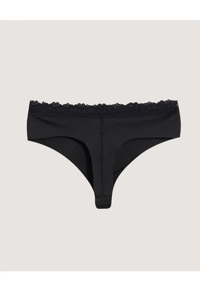 Panty Brasilera Con Encaje Delicado Para Mujer Negro Ostu