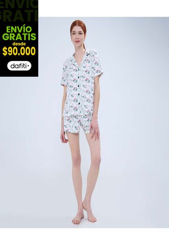 Pijama Para Mujer M/C P/C Color Crema Marca Ostu #40040401 Ostu