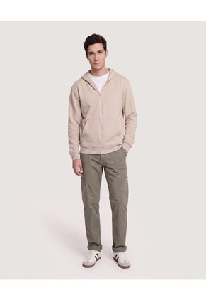 Buzo Zipper Unicolor Para Hombre Beige Ostu