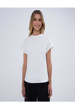 Camiseta Para Mujer Manga Corta Color Crema Marca Ostu #40092215