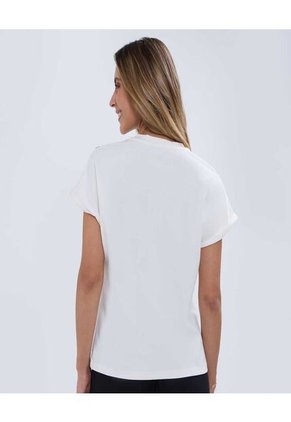 Camiseta Para Mujer Manga Corta Color Crema Marca Ostu #40092215