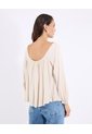 Blusa 3/4 Con Escote Cuadrado  Para Mujer Beige Ostu de Ostu