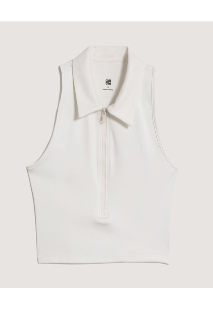 Polo Tipo Top Con Cremallera  Para Mujer Crema Ostu