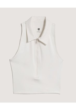 Polo Tipo Top Con Cremallera Para Mujer Crema Ostu