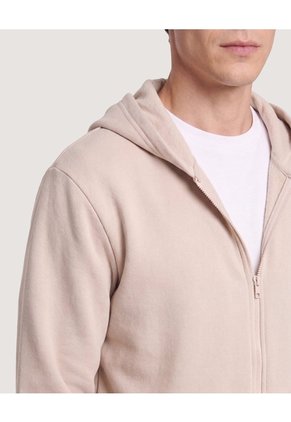 Buzo Zipper Unicolor Para Hombre Beige Ostu