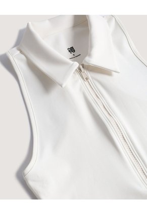 Polo Tipo Top Con Cremallera Para Mujer Crema Ostu