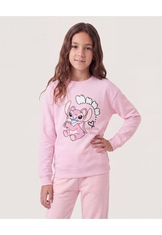 Buzo Con Estampado Stitch  Infantil Niña Rosado Ostu Ostu