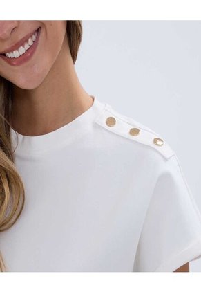 Camiseta Para Mujer Manga Corta Color Crema Marca Ostu #40092215