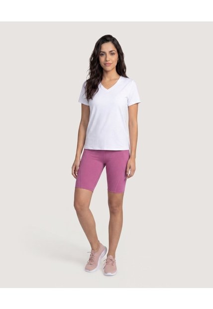 Camiseta Essential Escote V  Para Mujer Blanco Ostu