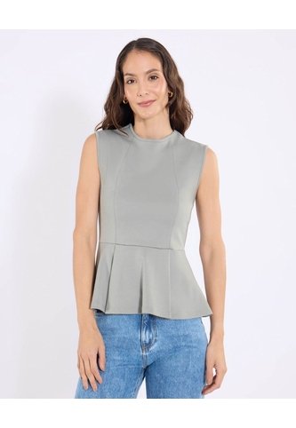 Camiseta Peplum Sin Mangas  Para Mujer Verde Ostu Ostu