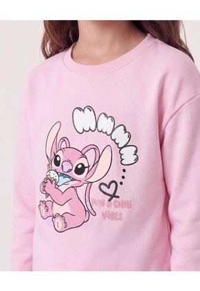 Buzo Con Estampado Stitch Infantil Niña Rosado Ostu