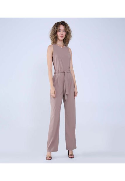Enterizo Para Mujer Manga Sisa Color Camel Marca Ostu #40320120