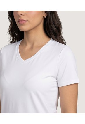 Camiseta Essential Escote V  Para Mujer Blanco Ostu