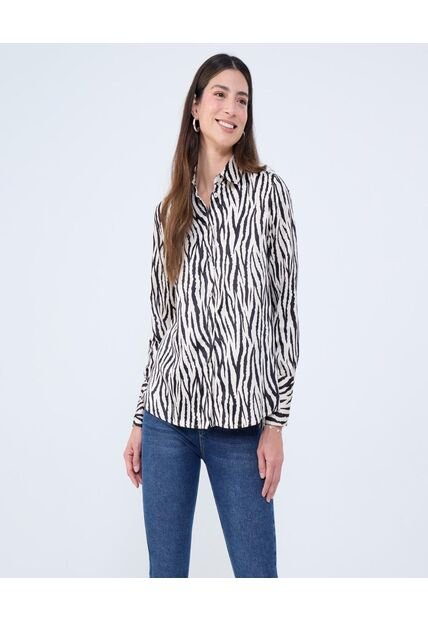 Camisa Para Mujer Manga Larga Color Beige Marca Ostu #40010295