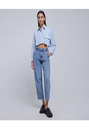 Camisa Para Mujer Manga Larga Color Celeste Marca Ostu #40010234