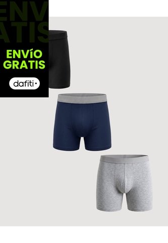 Pack X3 Boxer Medio Básico  Para Hombre Negro Ostu Ostu