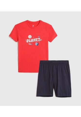 Pijama Infantil Niño M/C P/L Color Rojo Marca Ostu #80040102 Ostu