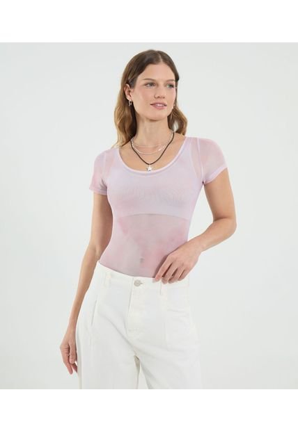 Body Para Mujer Manga Corta Color Rosa Marca Ostu #40200184