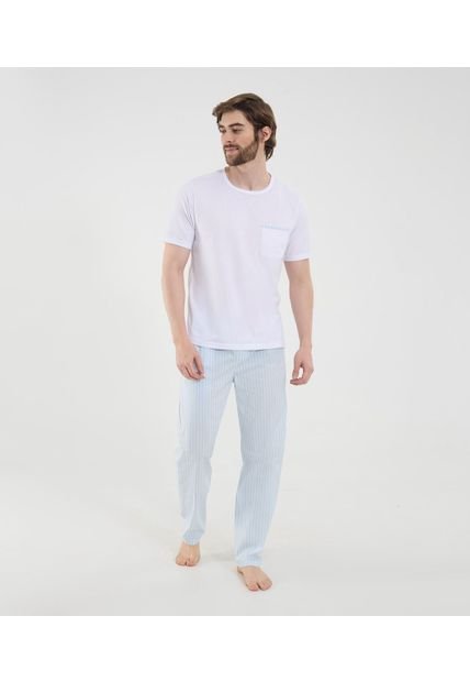 Pijama Para Hombre M/C P/L Color Azul Marca Ostu #60040199