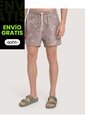 Pantaloneta De Baño Estampada  Para Hombre Café Ostu de Ostu