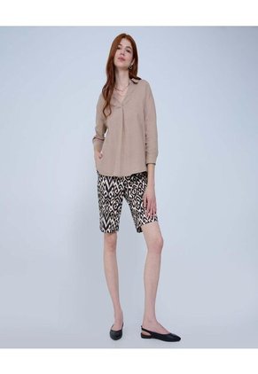 Camisa Para Mujer Manga 3/4 Color Beige Marca Ostu #40010254