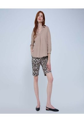 Camisa Para Mujer Manga 3/4 Color Beige Marca Ostu #40010254