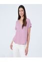 Blusa Para Mujer Manga Corta Color Lila Pastel Marca Ostu #40121124 de Ostu