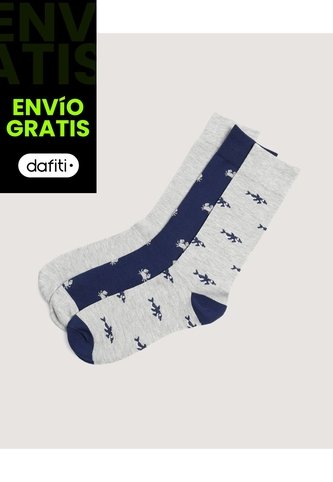 Medias Pack X3 Caña Larga Con Estampado X3 Para Hombre Negro Ostu Ostu