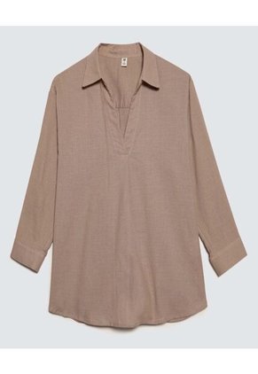 Camisa Para Mujer Manga 3/4 Color Beige Marca Ostu #40010254