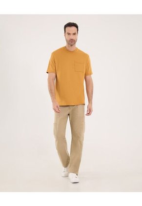 Camiseta Para Hombre Manga Corta Color Amarillo Marca Ostu #60091220