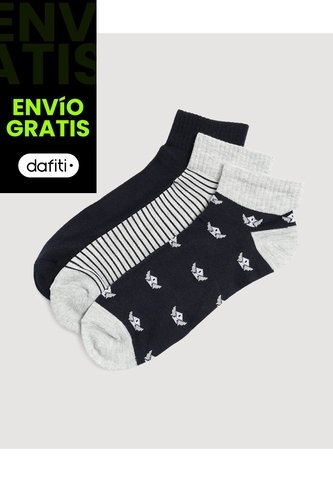 Medias Pack X3 Media Tobillera X3 Para Hombre Negro Ostu Ostu