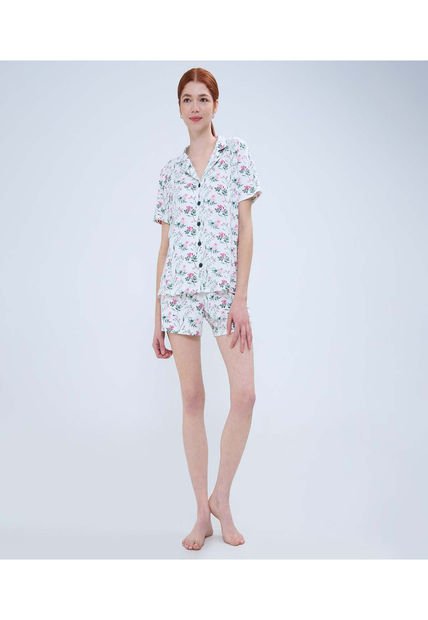 Pijama Para Mujer M/C P/C Color Crema Marca Ostu #40040401
