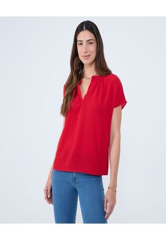 Blusa Para Mujer Manga Corta Color Rojo Marca Ostu #40121144 Ostu