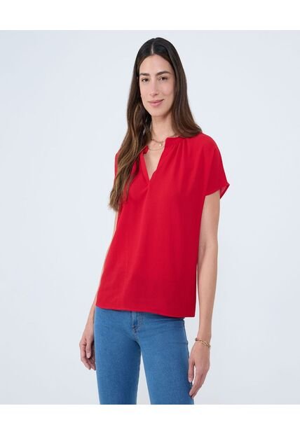 Blusa Para Mujer Manga Corta Color Rojo Marca Ostu #40121144
