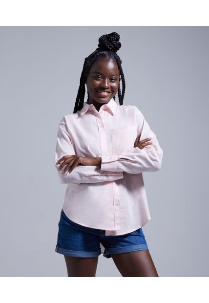 Camisa Para Mujer Manga Larga Color Rosado  Marca Ostu #40010162