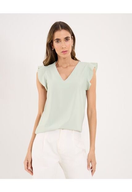 Blusa Para Mujer Manga Corta Color Verde  Marca Ostu #40121104
